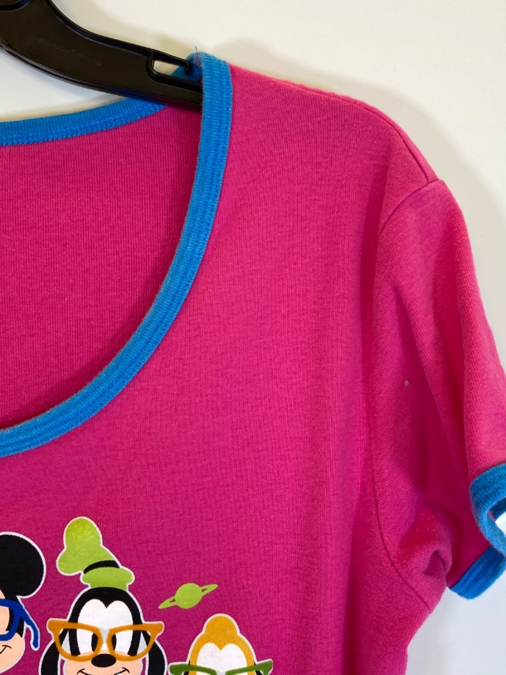 Disney Pink Sleep Shirt Sz S/M Nerd 24/7 Donald Minnie Mickey Goofy Pluto - Picture 10 of 16